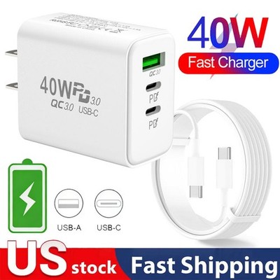 40W Super Fast Charging USB Type C Wall Charger For Samsung iPhone Android Phone