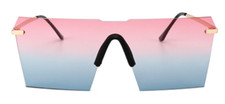 Womens Ombre Blue/Pink Rimless Sunglasses