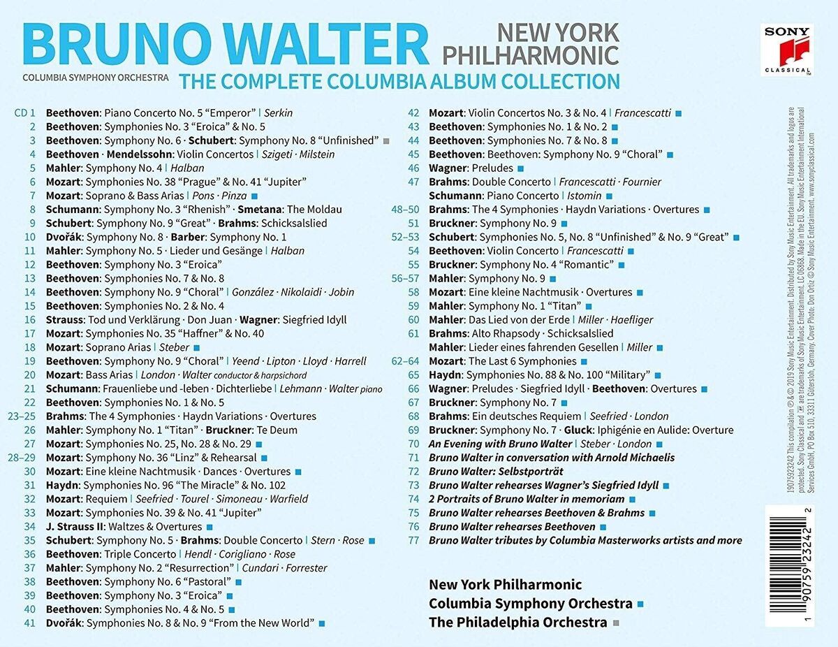 BRUNO WALTER - Complete Columbia Album Collection (77 CDs BRUNO WALTER - Complete Columbia Album Collection (77 CDs