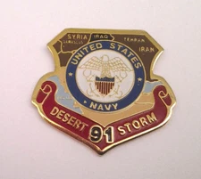 US NAVY DESERT STORM 91 MAP (1") Military Hat Pin P15576 EE