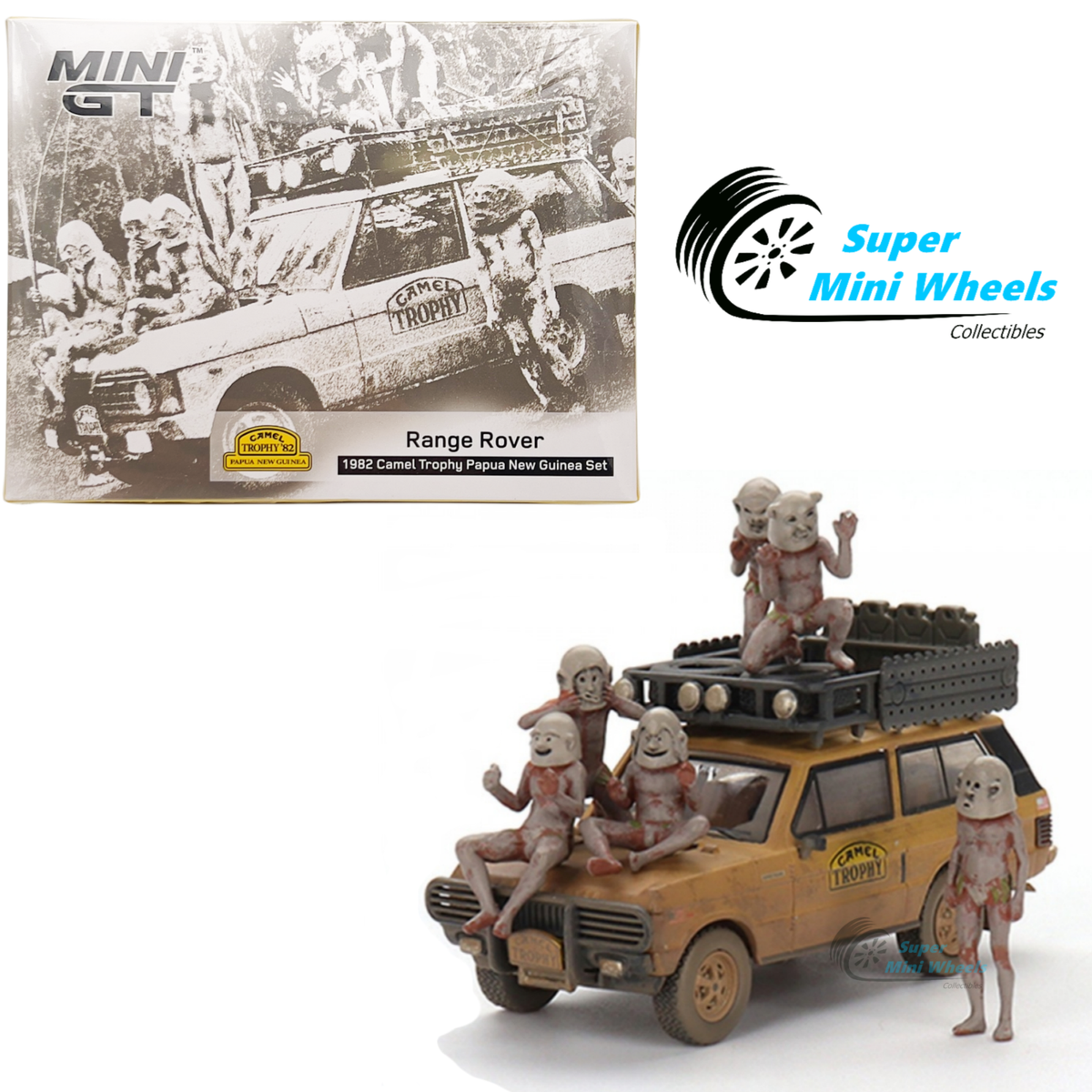 MINI GT 1982 キャメルトロフィー (チェイスカー) Mini GT 1:64 Range Rover 1982 Camel Trophy Papua New Guinea
