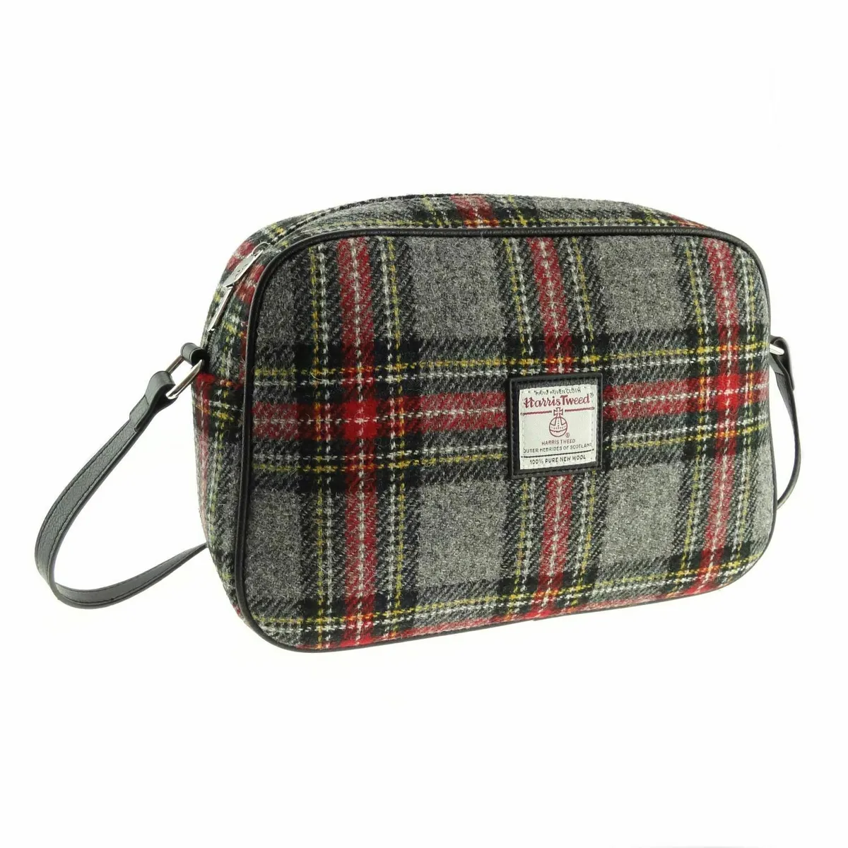 Harris Tweed 'Avon' Shoulder Bag in Grey & Red Tartan LB1205-COL96