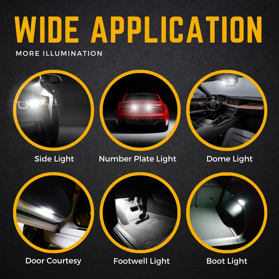 2x H6w Bax9s Led White Side Light Xenon 433 434 Canbus Error Free Smd Bulbs 12v - Image 4 of 4