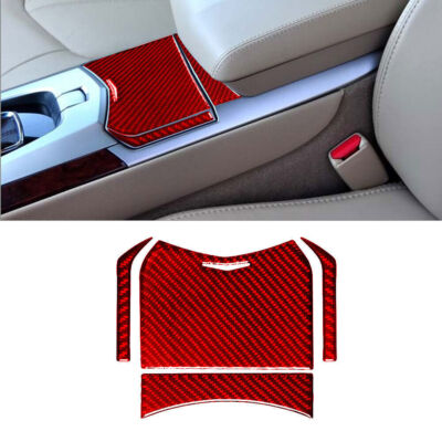 For Cadillac CTS Red Carbon Fiber Interior Floor Console Compartment Cover Trim