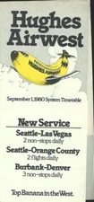 Hughes Airwest Airlines system timetable 9/1/80 [3080] Buy 4+ save 25%