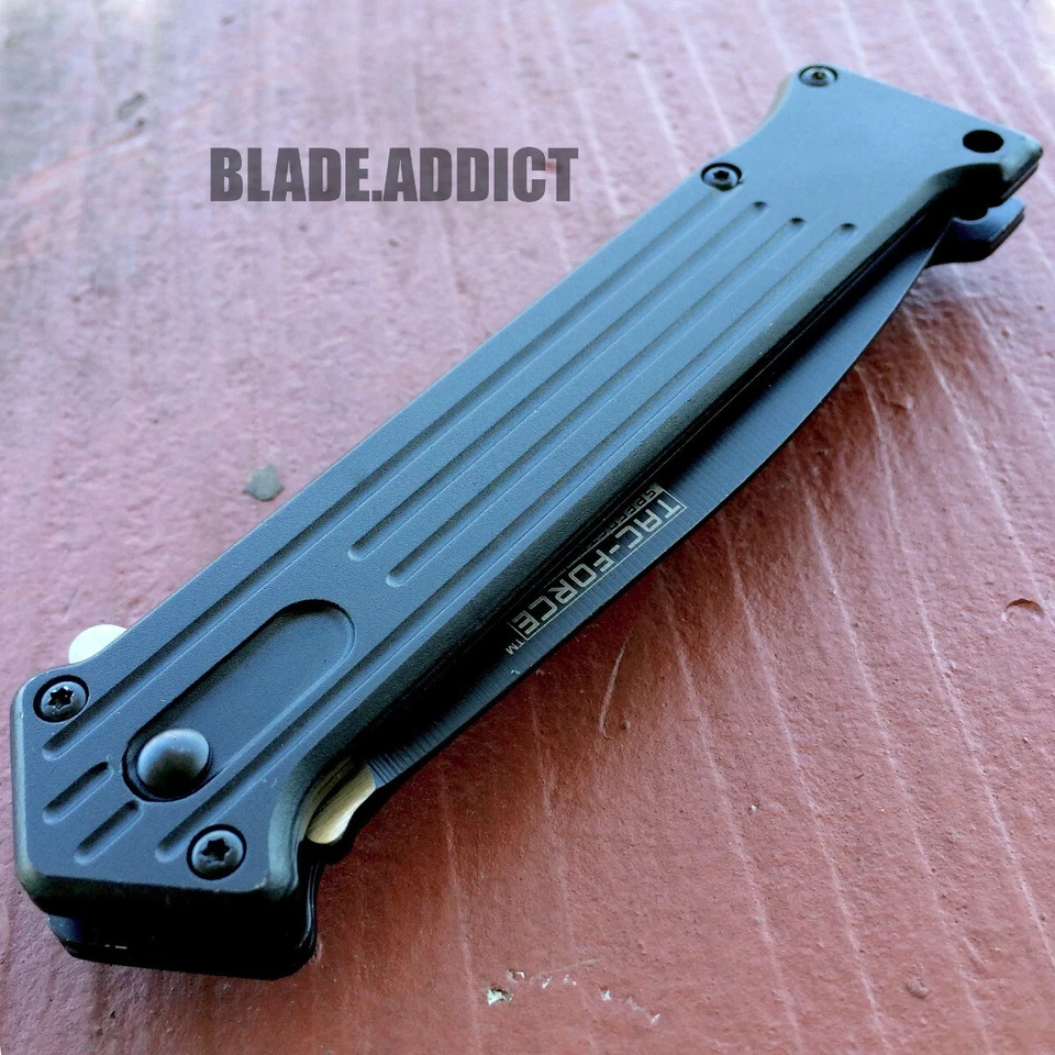 8" TAC FORCE SPRING ASSISTED FOLDING STILETTO TACTICAL KNIFE Blade Pocket Open - Image 4 of 4
