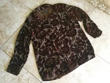 Citron Santa Monica vintage 1990's beautiful cut velvet shirt L 