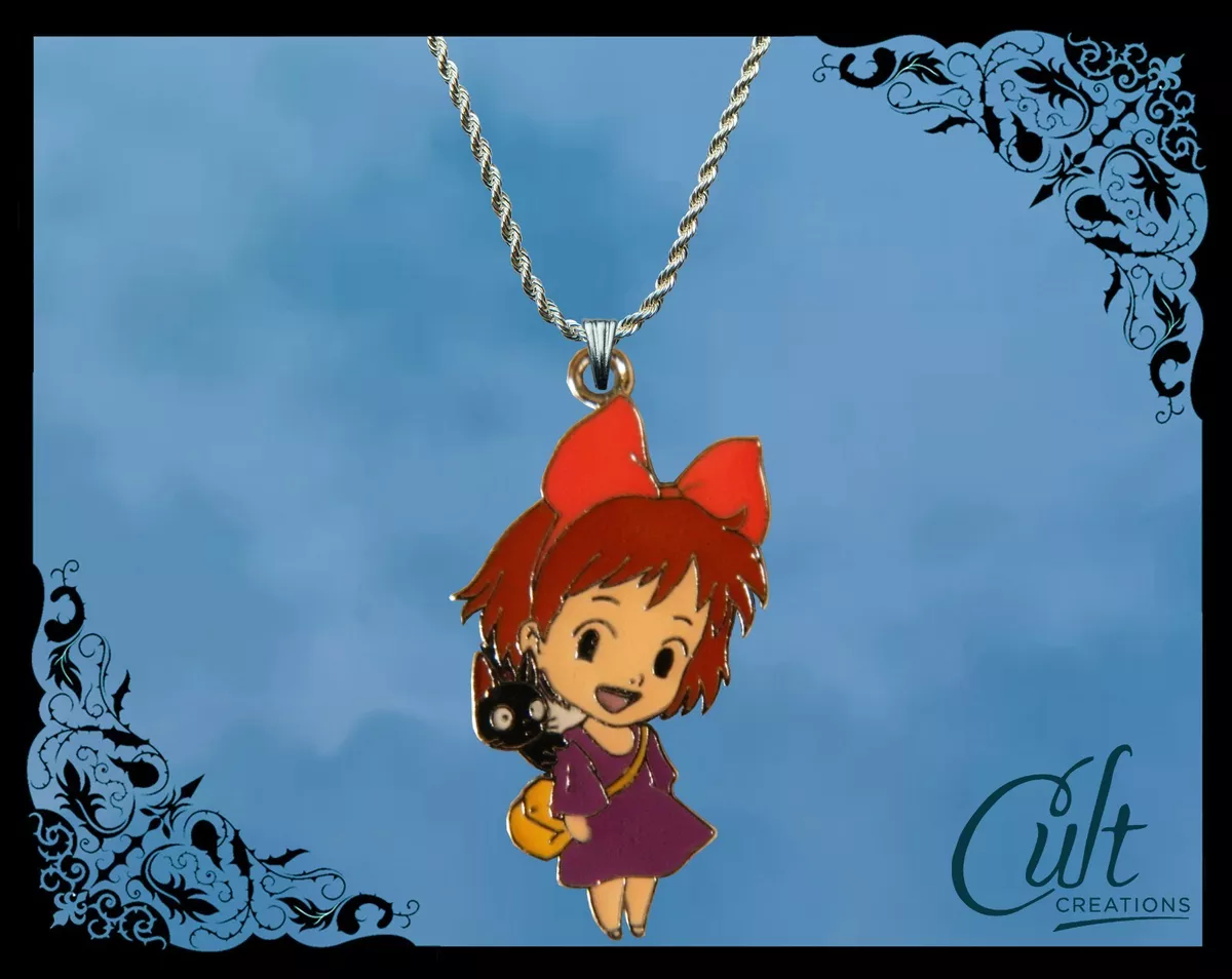 Studio Ghibli sterling silver faux leather necklace with Kiki