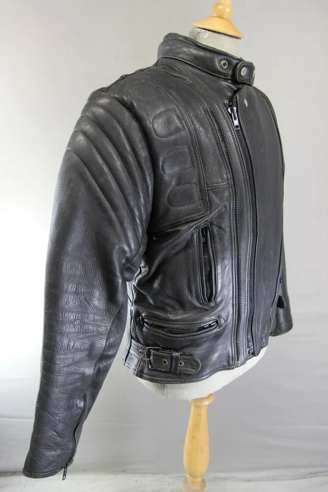 AKITO MERMERCURY PLUS КЛАССИЧЕСКАЯ ЧЕРНАЯ КОЖАНАЯ БАЙКЕРСКАЯ КУРТКА С ЗАЩИТОЙ СПИНЫ 42-44» - Изображение 2 из 4