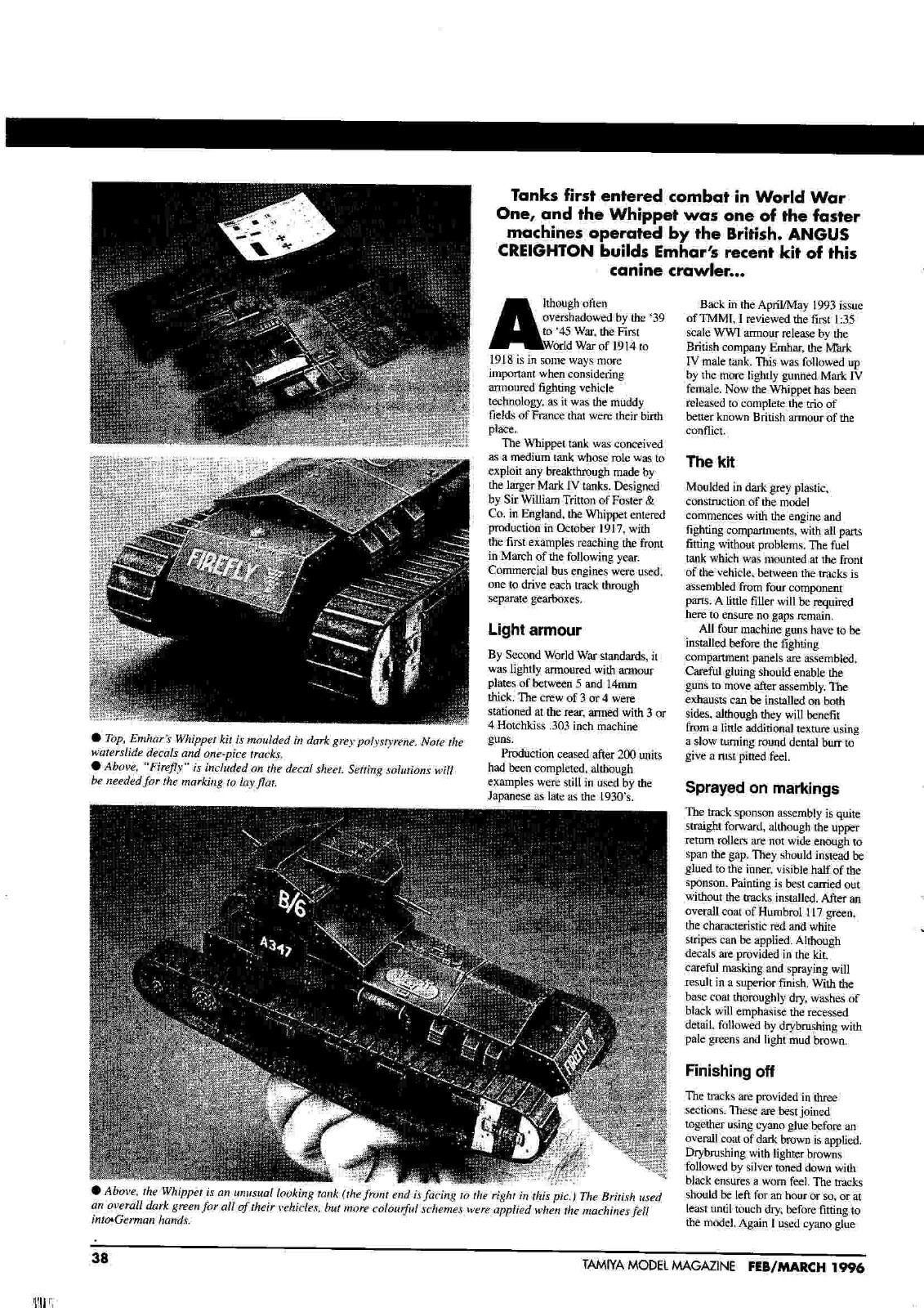 PPOT30 MODEL KIT REVIEW EMHAR 135 SCALE MKA WHIPPET MEDIUM TANK eBay