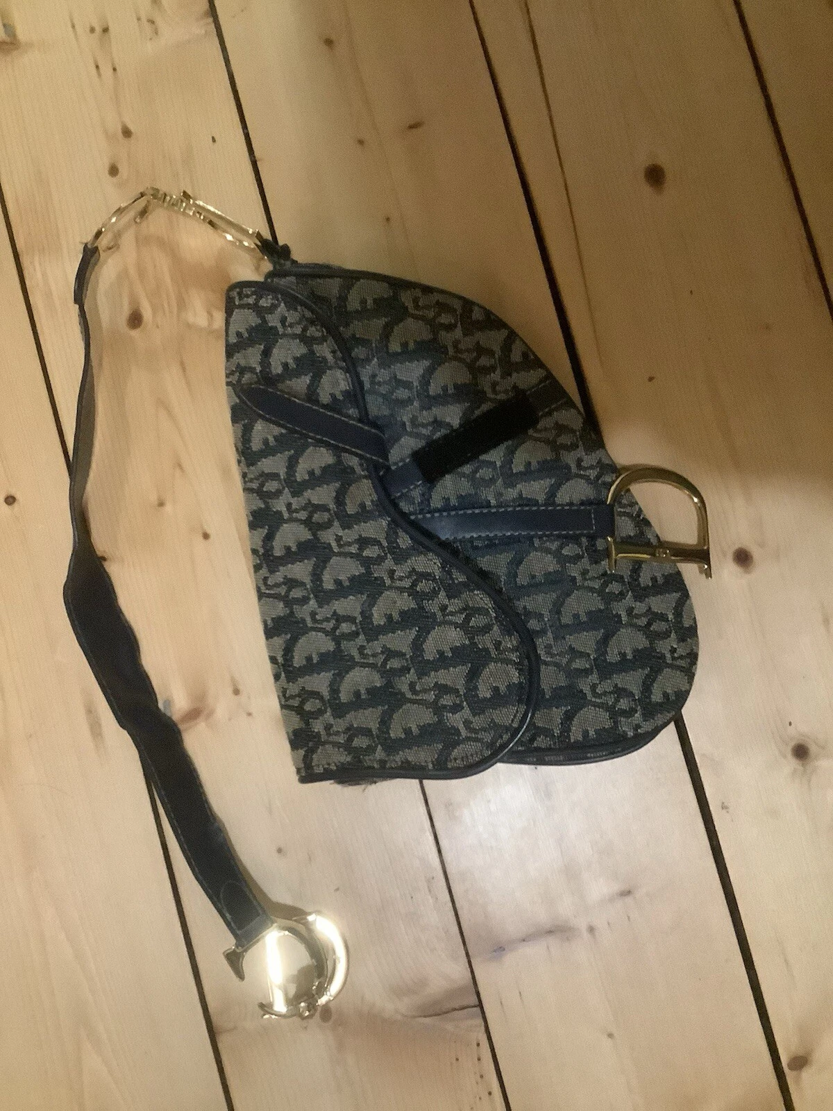 Sacoche de selle femme « Dior » bleu marine oblique   Taille moyenne