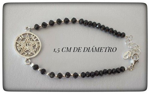 Pulsera Tetragrammaton plata silver pentagram 1,5cm wiccan Pendant Brazalet - Picture 3 of 3