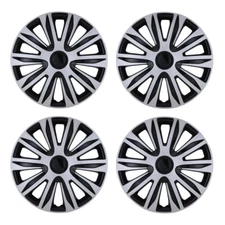 4PCS 17"Black Sliver Wheel Covers Snap On Full Hub Caps fits R16 Tire &Steel Rim