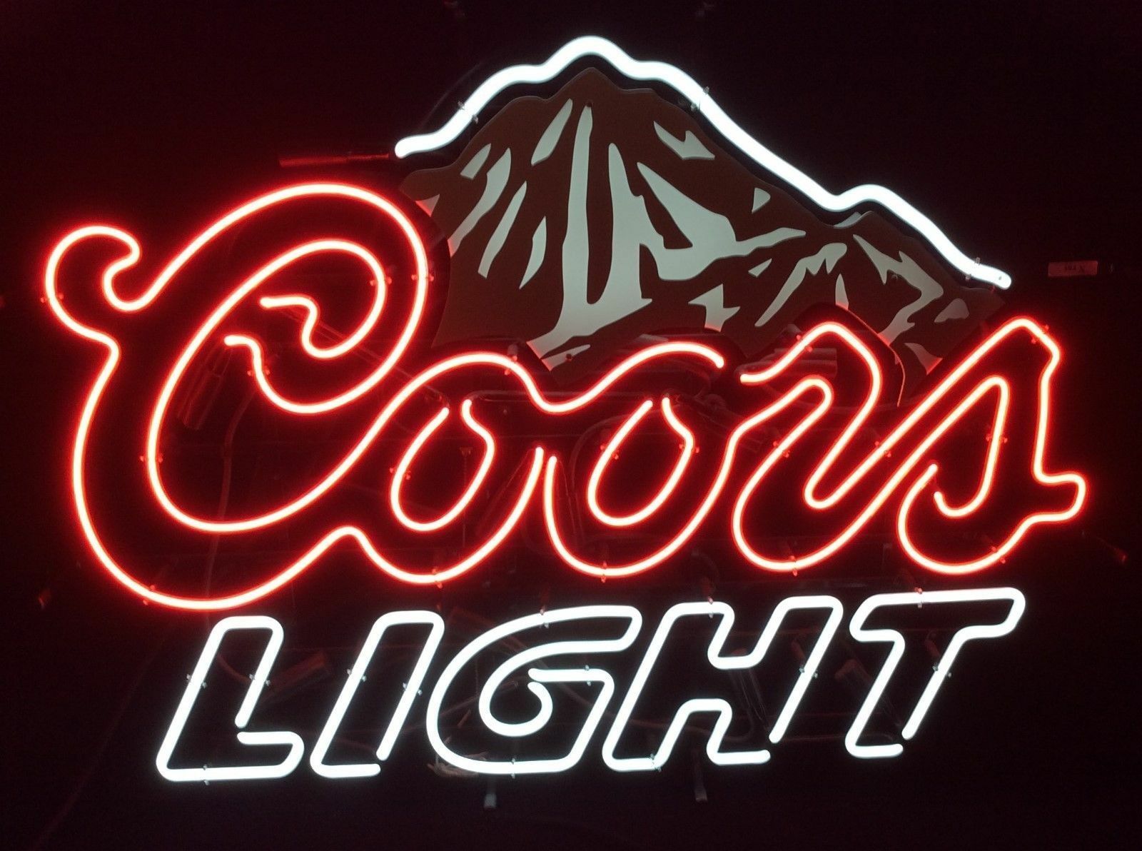 New Coors Light Mountain Neon Light Sign 17"x14" Beer Cave Real Glass