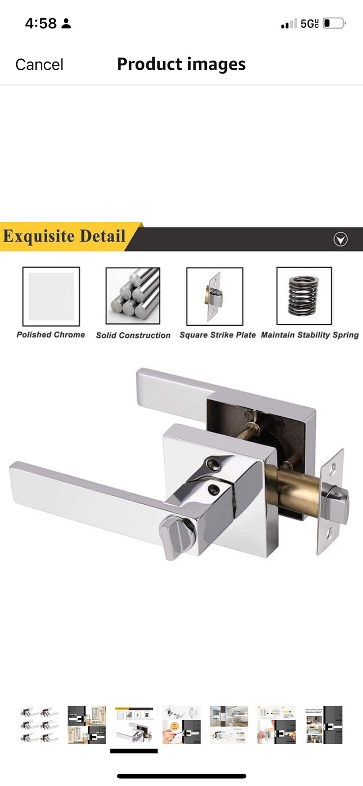 Probrico Privacy Door Handle Lever Polished Chrome 4-pack-image