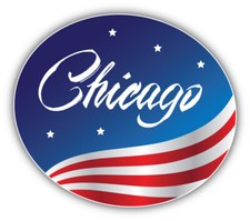 Chicago City USA Flag Car Bumper Sticker Decal - ''SIZES''