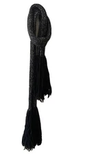 Derek Lam Collection Oversized Long Fringe Scarf Black White Silver