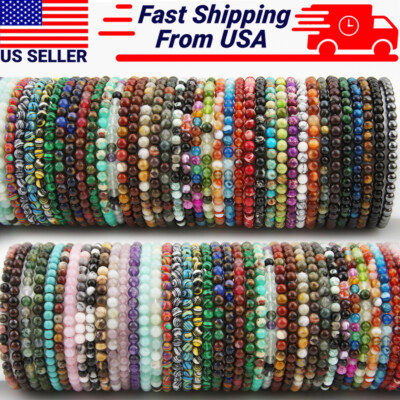 #ad #ad Handmade 4mm Mixed Natural Gemstone Round Beads Stretchy Bracelet Reiki Chakra $3.75