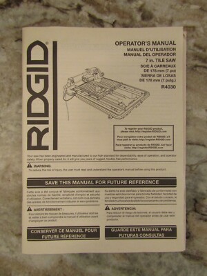 RIGID 7'' TILE SAW OWNERS MANUAL