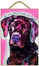 Black Lab Sign - All You Need is Love  a Dog 7 x 10.5