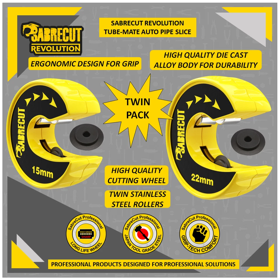SabreCut 15 & 22mm Pipe Slice Cutter Tool Twin Pack Set Cutting Tool Heavy Duty - Image 3 of 4