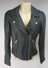 Madewell Black Washed Leather Moto Biker Jacket Motorcycle Women's Size Xs E0488