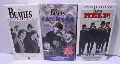 Lot of 3 The Beatles VHS Tapes - A Hard Day s Night, Help, First US Visit Apple