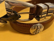 Brown Genuine Leather Belt With FAMU Florida A&M University Conchos 28 R+