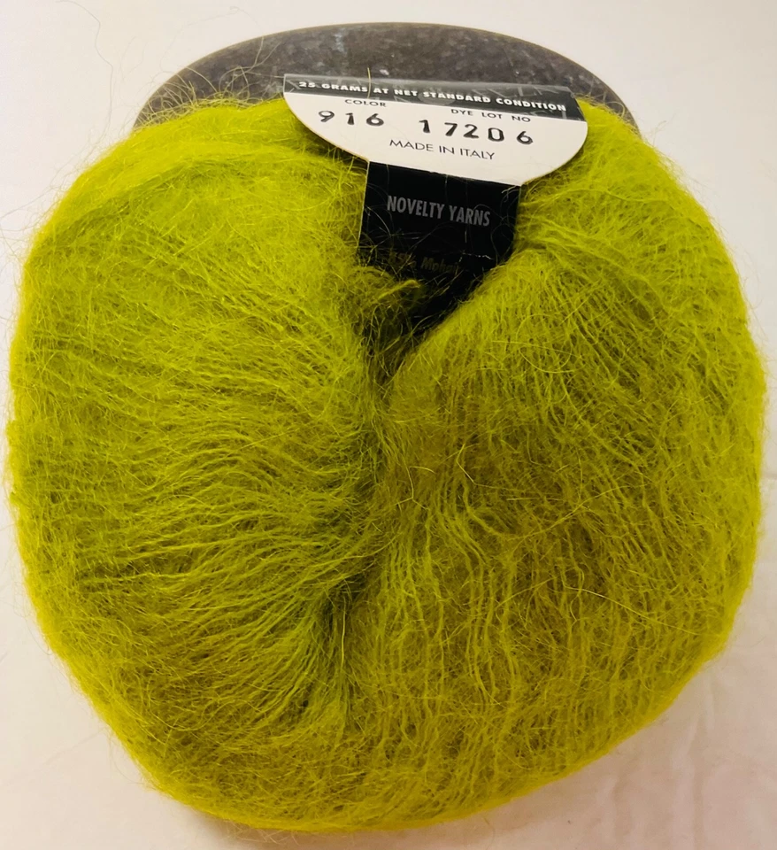 Feza Kid Mohair Yarn Unit of 1 Pistachio Green New Vintage  - Image 4 of 4