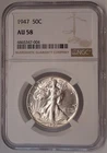 1947 Walking Liberty 50c NGC AU58
