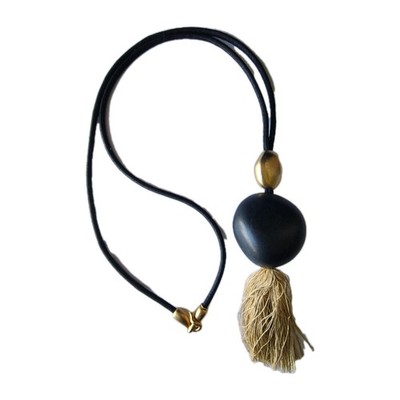 Vintage Anhänger Halskette Gold Quaste Faux Meer Nuss Bohne Boho Küste Geschenk