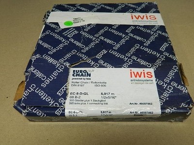 Euro Chain IWIS EC-8-D-GL 08B-2 Roller Chain DIN 8187 5.017 meters NEW 