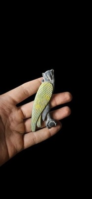 Seltener Ägyptischer Eulen Anhänger aus Porzellan, handgefertigtes ägyptisches Schmuckstück