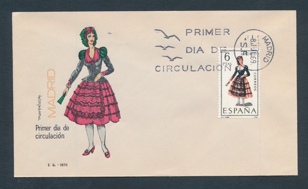 D490959 España FDC Traje Tradicional Madrid 1969 EG 1078