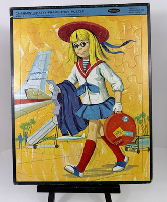1963 Puzzle Whitman Mattel Charmin Chatty frame-tray  #4457 Airport 14.5'' x11.5''