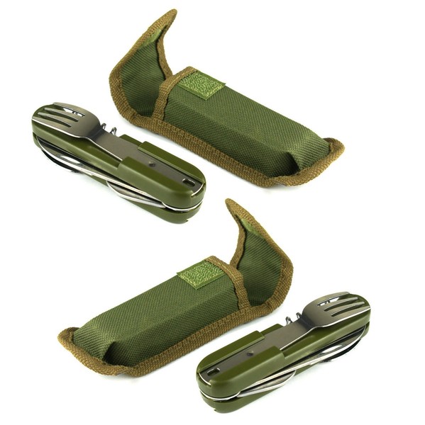 2 X Campingbesteck Set Besteckset Reise Besteck Camping Outdoor Essbesteck Armee-image