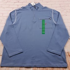 Nautica Sweater Mens XL Pullover 1/4 Zip Mock Neck Blue Cotton NEW