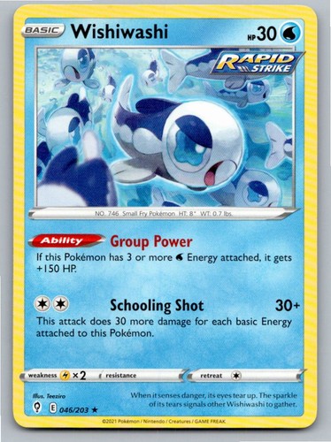 2021 POKEMON WISHIWASHI EVOLVING SKIES 046/203 R NM A69030 FREE S&H