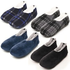 Mens Warm Plush Micro Terry Slippers Non Slip Indoor Comfort Fit House Shoes