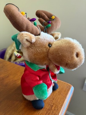 Vintage Gemmy singing dancing Christmas moose in red jacket - parts only