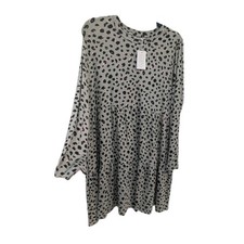 Mudpie Womens Minnie Tiered Dress Sz M Sage Animal Print Long Sleeve Casual NEW