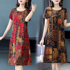 Baeutiful A-Line A-line Dress A-shirt Casual Long Dress Printed Plussize Retro