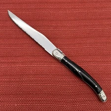 CROFTON Laguiole Style STEAK KNIFE Bee Bolster Black Marbled Handle