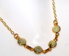 Golden Plated Bezel Round Moss Prehnite Necklace 18" Gift Most Beautiful GW