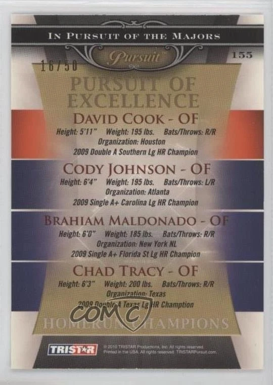 2010 Pursuit of Excellence Gold /50 David Cook Cody Johnson Brahiam Maldonado - Image 2 of 2
