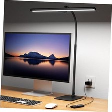 LED Desk Lamps for Home Office, Tall Desk Light with Base, Flexible Black