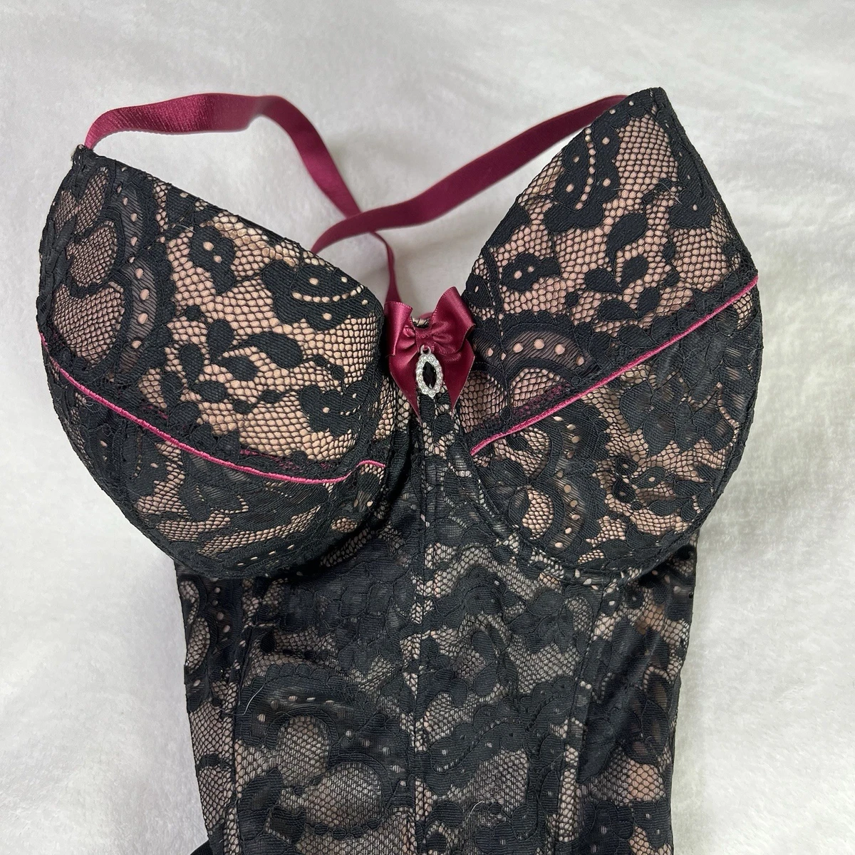 Corpiño Corsé En Encaje Negro - Talla 44 - Lencería Sexy Made In Spain - Nuevo