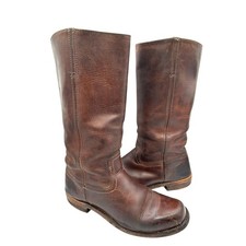 RARE VTG FRYE CAMPUS western boots Brown leather Square Toe Women  s SZ 9 Tall