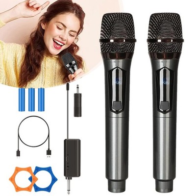 2 stk Kabelloses Handmikrofon Drahtloses Microphone Funkmikrofon mit Receiver DE