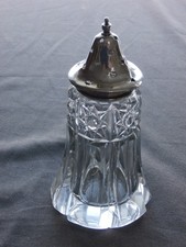Vintage Crystal Sugar Shaker    EPNS Lid   - Stamped